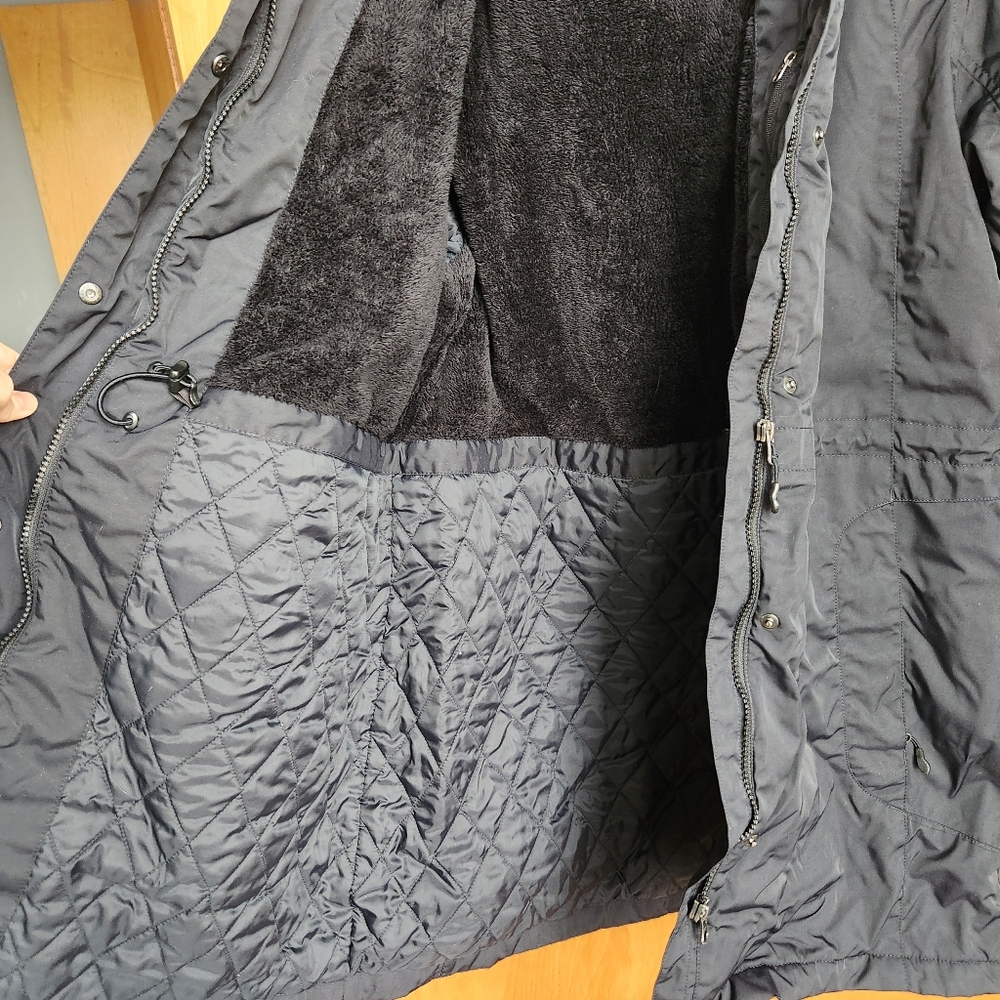 L.L.Bean Black Fur Lined Hooded Coat - Picture 5 of 12